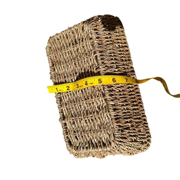 WOODEN WITH HANDLES STRAW HAND-WOVEN WICKER STORAGE BASKET - Picture 5 of 5